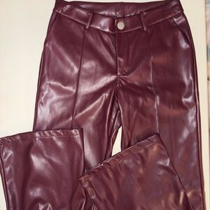 Stylish Maroon Faux Leather Pants